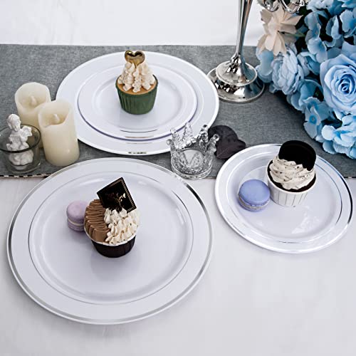 Wellife 144 Pieces Silver Plastic Dessert Plates thumb #4