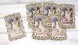 12 Angel de la Guarda Guardain Angel Watching Over Bridge Spanish Prayer Picture Gold Embossed Wood Frame Baptism Communion Party Favors Bautizo Boda Recuerdos Wall Decor