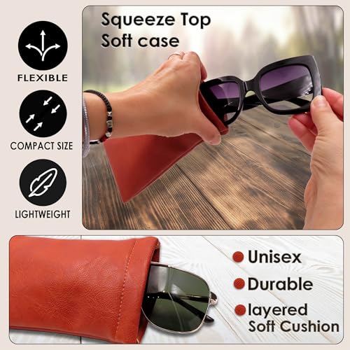 Image of Soft Sunglasses case | Large Glasses Case Holder - Eyeglass Pouch Squeeze Top | Glasses pouch Lightweight Extra Layers
