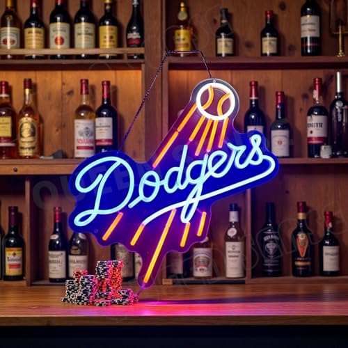 Queen Sense 16x16 Go Los Angeless Go Dodgers LED Neon Sign for Wall Decor USB Powered Dimmable Neon Light BH1060