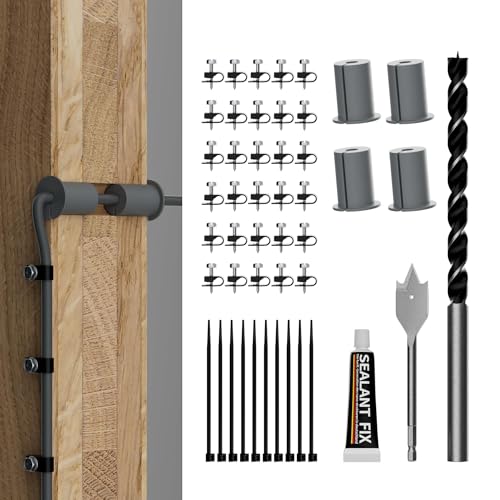 Starlink Cable Routing Kit Wall Pass Through Grommet Mounting Kit 3/4' and 5/16' Drill Bit, Wire Clips & Cable Ties for Starlink Gen 2/3 Dish & Mini Ethernet Installation
