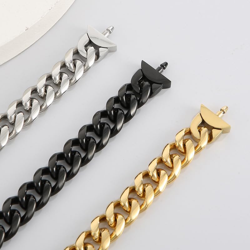 13mm Miami Cuban Link Bracelet for Men - 18K Gold/Silver Sturdy Stainless Steel Link Bracelet for Dad Boyfriend Husband Hip Hop Jewelry - Image 5