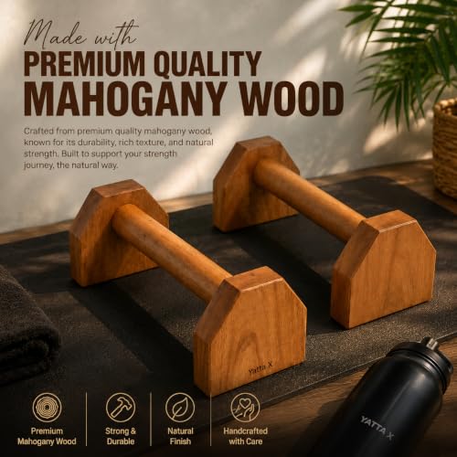 YATTA-X Mahogany Wooden Parallettes 34x12 cm 1.84 kg - Image 5