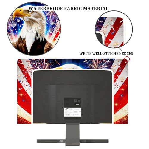 Image of American Flag Eagle Screen TV Dust Cover 65 Inch Firework Independence Day Memorial Day Fourth of July TV Cover for Home Screen 40 to 42 Inch TV LCD /LED /HD Decoration