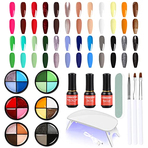 Kit de vernis à ongles en gel solide, Kit Vernis Semi Permanent 24 Couleurs Vernis à Ongles avec lumière UV, Avec Base et Top Coat, Matt Top Coat Uv Gel Polonais Kit de DéMarrage Coffrets Cadeaux