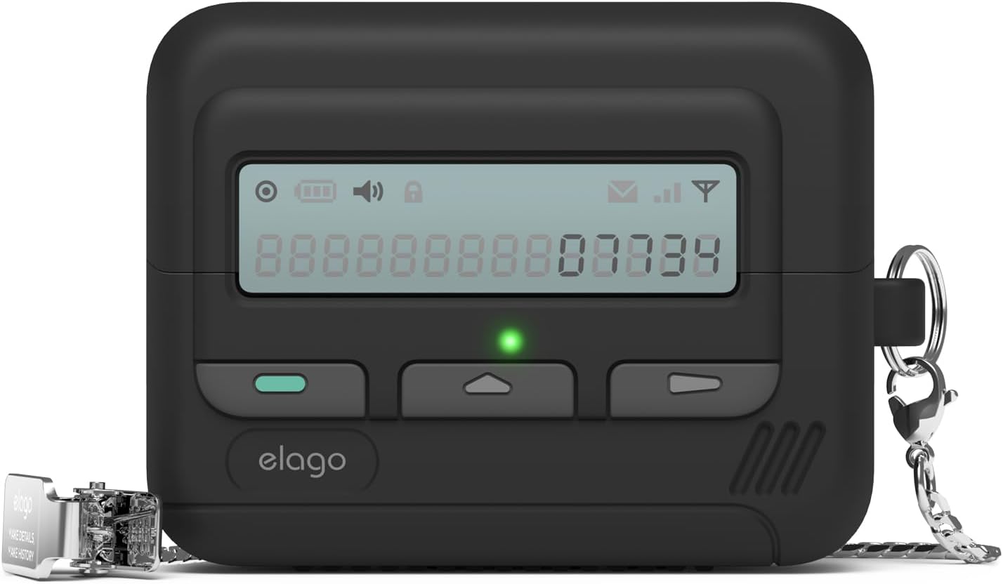 elago Pager Case Compatible with Samsung Galaxy Buds 3 & Galaxy Buds 3 Pro & Galaxy Buds 3 FE Case, Landyard Included, Shock Resistant, Full Protection (Black)