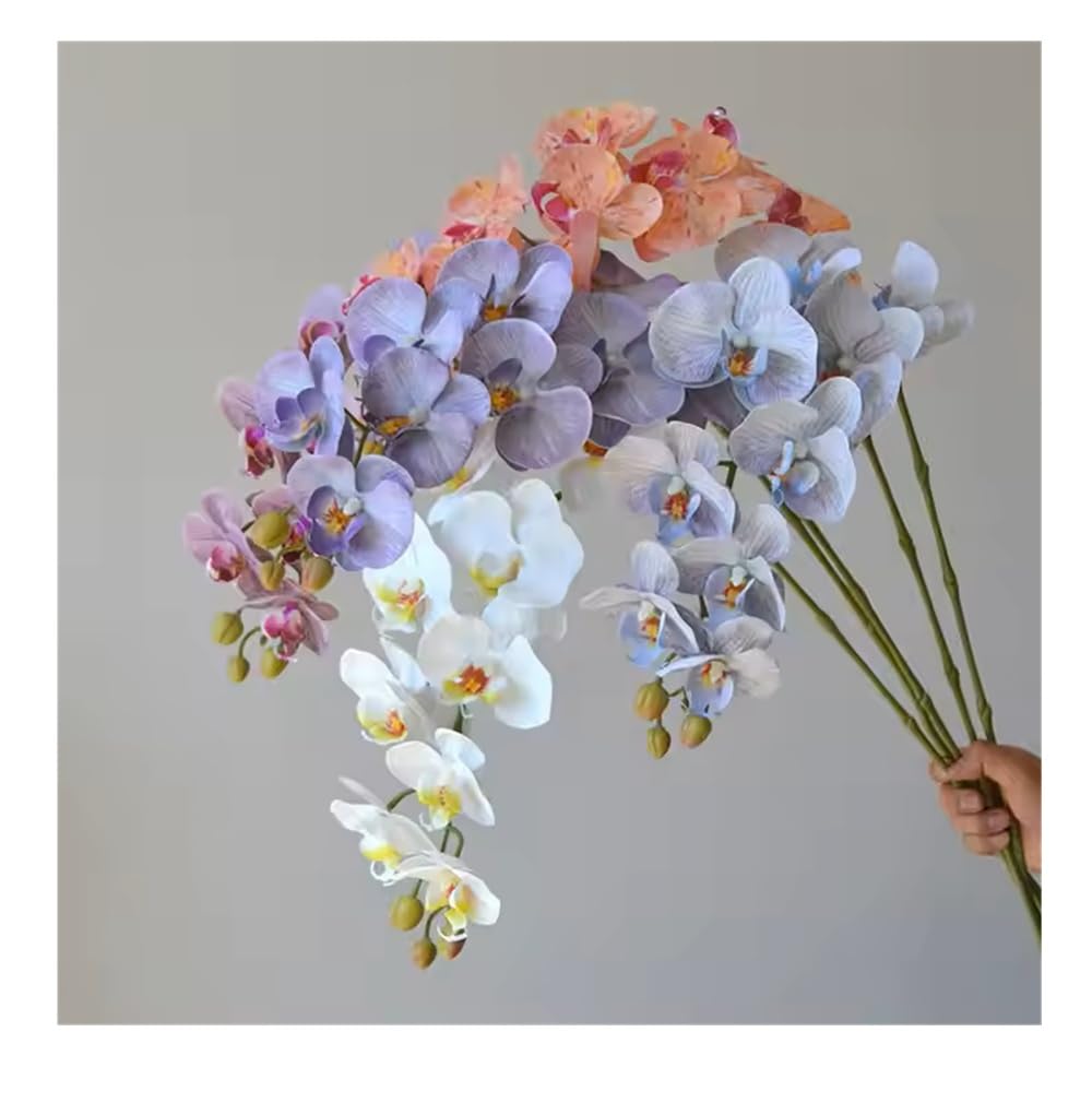 SPHINX Artificial Orchid Stick with 9 Flower Heads–69 cm Phalaenopsis Faux Flower for Home Decor, Table Centerpiece, Wedding, Hamper, Trousseau, Gift Inserts, Realistic Floral Decoration- (5, Assorted)
