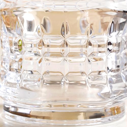 Image of Nestasia Transparent Glass Tea Cups Set of 6 (165ml Each) - Dishwasher Safe & 100% Food Safe Coffee Cups with Handle for Coffee, Tea, Hot & Cold Beverages | Geometric Embossed Design
