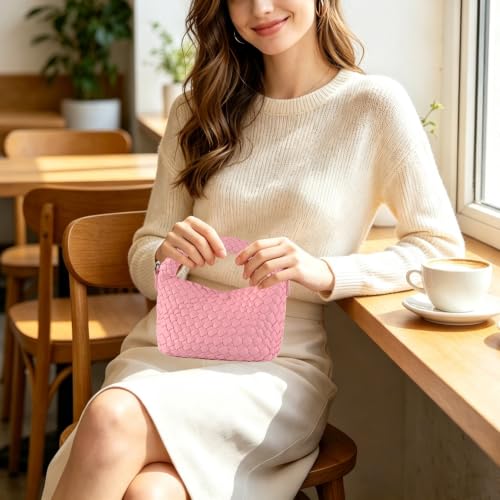 Image of Woven Crossbody Bag Small Tote Cute Purse for Women,Top Handle Handbag Pu Leather Shoulderbag with Detachable Strap