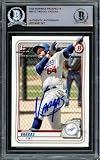 Miguel Vargas Autographed 2020 1st Bowman Rookie Baseball Card #BP-131 Dodgers Los Angeles Beckett BAS Stock #210498