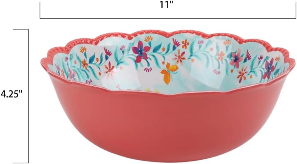 Floral Melamine 7-Piece Salad Serving Bowl Set