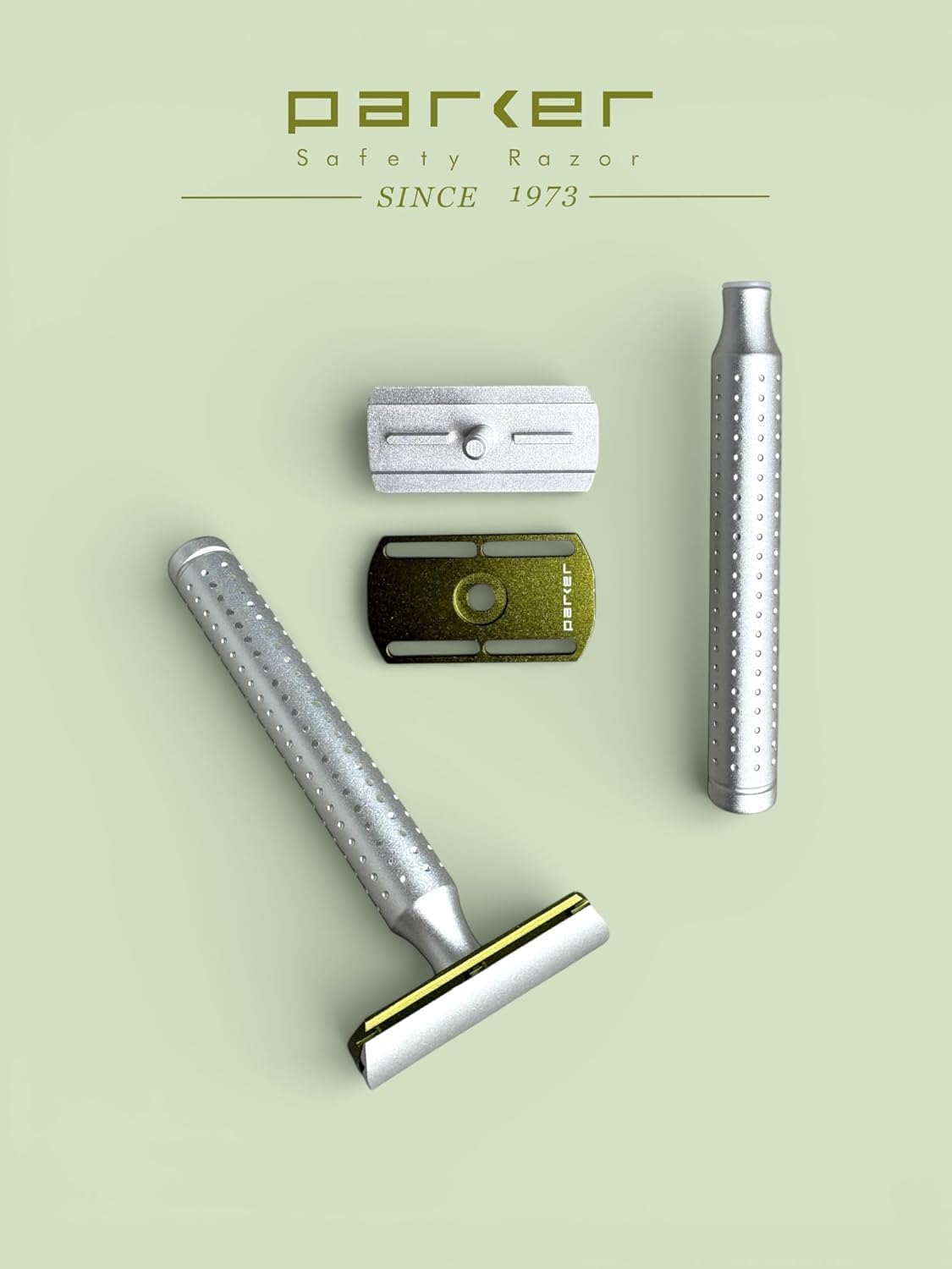 Parker Safety Razor AeroShave XL rasoio di sicurezza a doppio taglio in alluminio CNC con manico lungo e 5 lame. Esposizione precisa della lama per una rasatura confortevole. Per uomini e donne