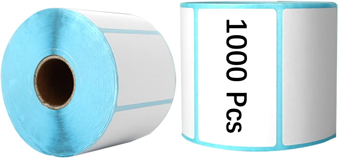 ECVV Printable Direct Thermal Labels Self-Adhesive Stickers, 1000 PCS/Roll 50mm x 30mm Barcodes Address Shipping Mailing Postage Blank-2Rolls