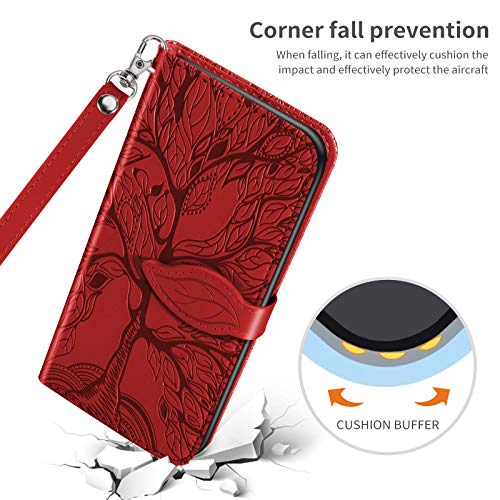 COTDINFOR Case for Google Pixel 9 Wallet Case, Google Pixel 9 Case Leather with Strap Card Holder Magnetic Kickstand Shockproof Protective Case for Google Pixel 9/9 Pro Life Tree Red by COTDINFOR - Used condition - Image 2