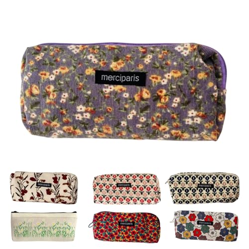 Image of Flower Prints Pencil Pen Pouch Purse Bag Cosmetic Case Organizer Soft Cotton Canvas (G)