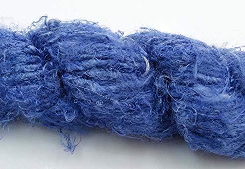 100G/ 1 Skein Recycled Banana Silk Yarn Blue Hand-Spun Soft Yarns #TOP1
