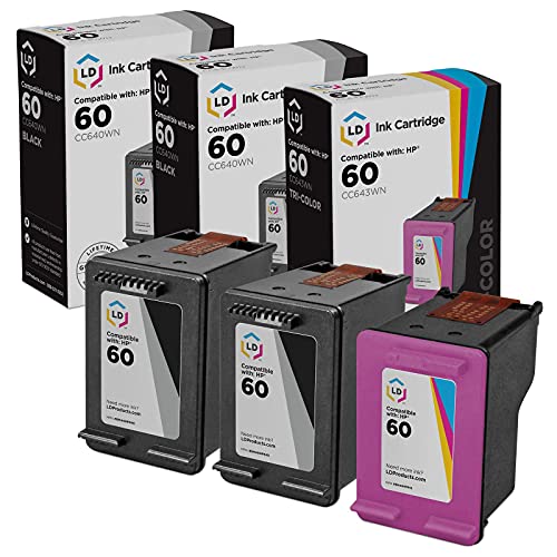 LD Products Remanufactured Compatible Ink Cartridge Replacement for HP 60 (3 Set - 2 Black 1 Tri Color) for use in HP Photosmart, Envy e All-in-one, and Deskjet Printers