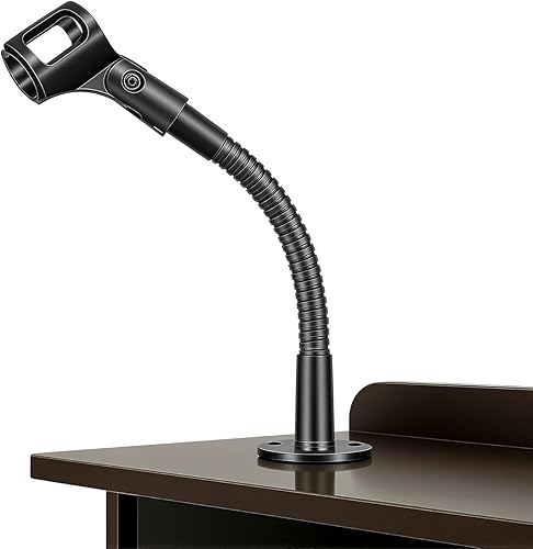 Soporte de Micrófono - Soporte de Micrófono de Escritorio de 6 Pulgadas de Alta Resistencia con Cuello de Cisne Flexible con Base de Montaje de