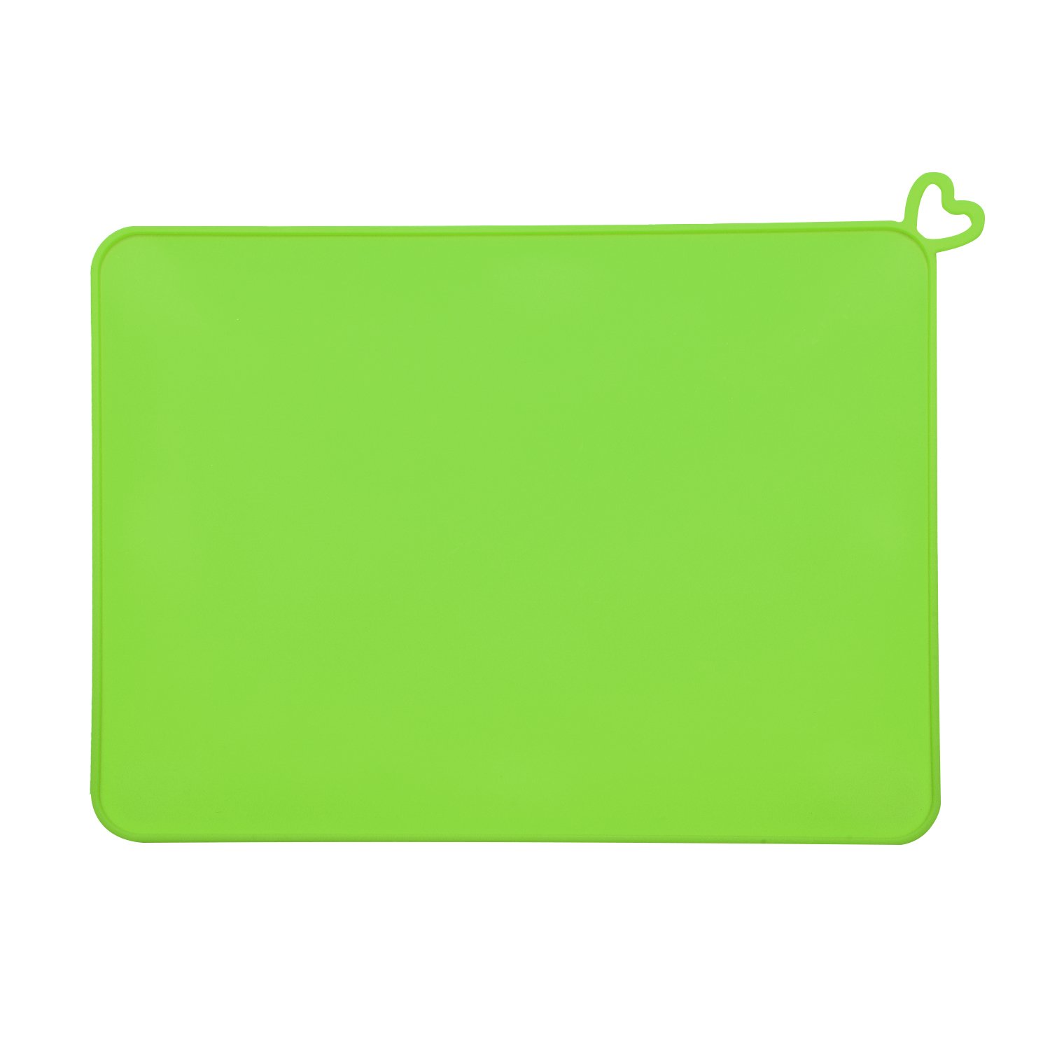 Wintop Portable Food Silicone Placemat with Heart-shaped Hanging Hole, 11.8" × 15.7", 1PC Green