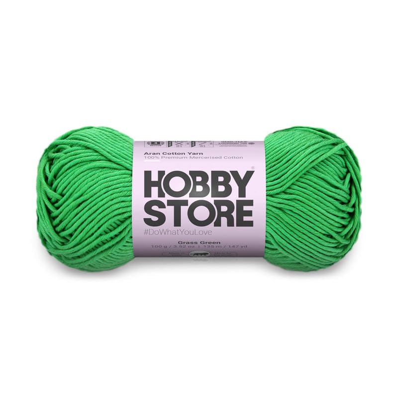 Image of Cotton - Aran Yarn - 100% Mercerised Cotton Aran Yarn for Crochet & Knitting Durable Home Decor (1 ball /100 g) - 418 Grass Green | Magic Needles