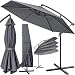 Kingsleeve® Sonnenschirm UV Schutz 80+ Ø 300 cm Groß mit Ständer Schutzhülle Windsicherung Neigbar Rund Kurbel Garten Balkon Ampelschirm Anthrazit