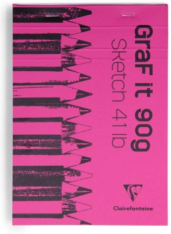 Clairefontaine - Ref 96621C - Graf'It Drawing Sketchbook (80 Sheets) - A5 (148 x 210mm) in Size, 90gsm Drawing Paper, Micro-Perforated Sheets - Random Colour Cover