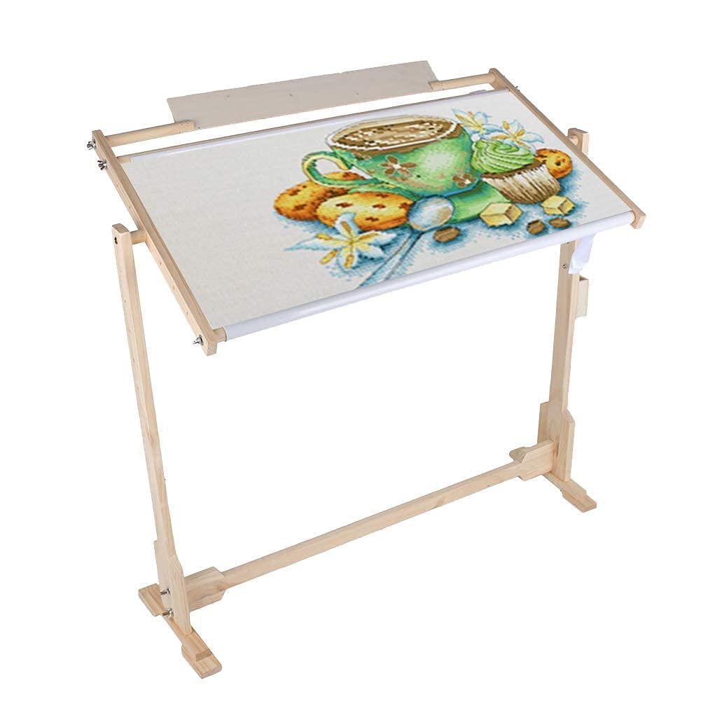 Ejoyous Kreuzstich-Ständer – Verstellbarer Stickrahmen Aus Holz 97,5x46x80 Cm – 360° Drehbar, 5-fach Höhenverstellbar – Für Große Stickarbeiten & Gobelins