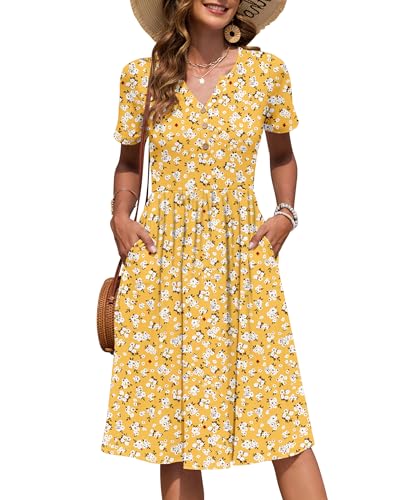 AUSELILY Vestito Estivo a Maniche Corte da Donna Abito Casual