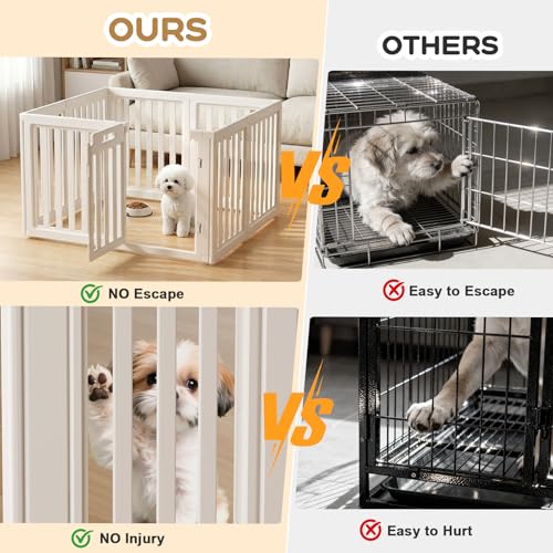 Image of Dog Playpen Indoor,Puppy Playpen,White 30.3 inch H, 8 Panels | Dog Play Pen Indoors with Open View, Tool-Free Setup, Multi-Shape Setup, Dog Pen for Dogs, Cats & Puppies