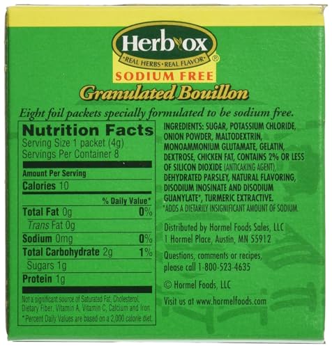 Herb-Ox Bouillon Chicken Instant Broth and Seasoning, 1.2 oz, 8 Count (Pack of 1)