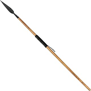 Condor Tool & Knife African Congo Spear | 1045 High Carbon Steel Hunting Spear | Spear Weapon with a Burnt Eucalipto Handle and Handcrafted Welted Leather Sheath | 13.2in Blade | 39.2oz (1.6mm) - Condor