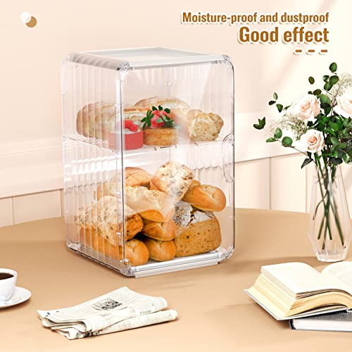 Ceinun Bread Box Food Grade Plastic Bread Box With Detachable Adjustable Divider Bread Storage And Organizer For Kitchen Clear White #TOP1