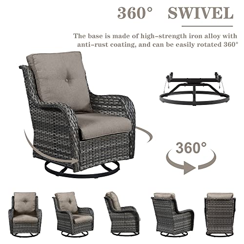 Belord Swivel Rocking Patio Chairs - 3 Pieces Patio Wicker Furniture Sets, Outdoor Wicker Swivel Rcoker Chairs Includes 2 Rocking Swivel Chair And 1 Side Table #TOP3