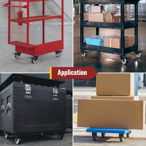 Miniatura 8 de Ruedas Giratorias 100 Mm - Ruedas Para Muebles Pesados - Capacidad Máxima De Carga 600 Kg 2 Con Freno Y 2 Sin Freno