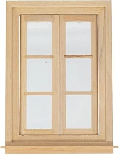 Dollhouse Windows, Wooden Miniature Dollhouse Furniture Window Frame for Dolls Houses Decoration-1: 12 Scale