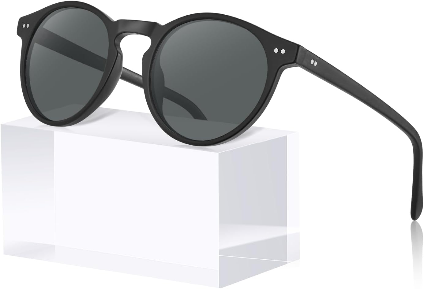 CARFIA Acetate Vintage Round Polarized Sunglasses for Men UV400 Lenses Hand-crafted Frame