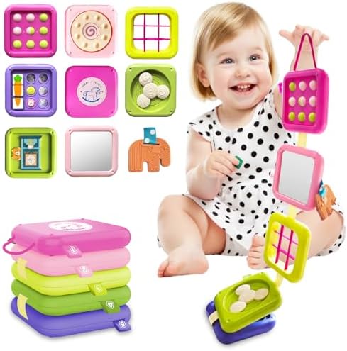 weirtoya Busy Board for 1 Year Old, Toddler Travel Toys for Toddler 1-3 Montessori Toys for 1 Year Old Travel Activities Cube Gifts for Baby Boy Girl My First Montessori Busy Board