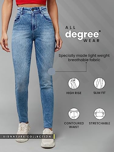 Image of Dolce Crudo Women's Light Blue Slim Fit High Rise Regular Length Light Wash Denim Stretchable Jeans