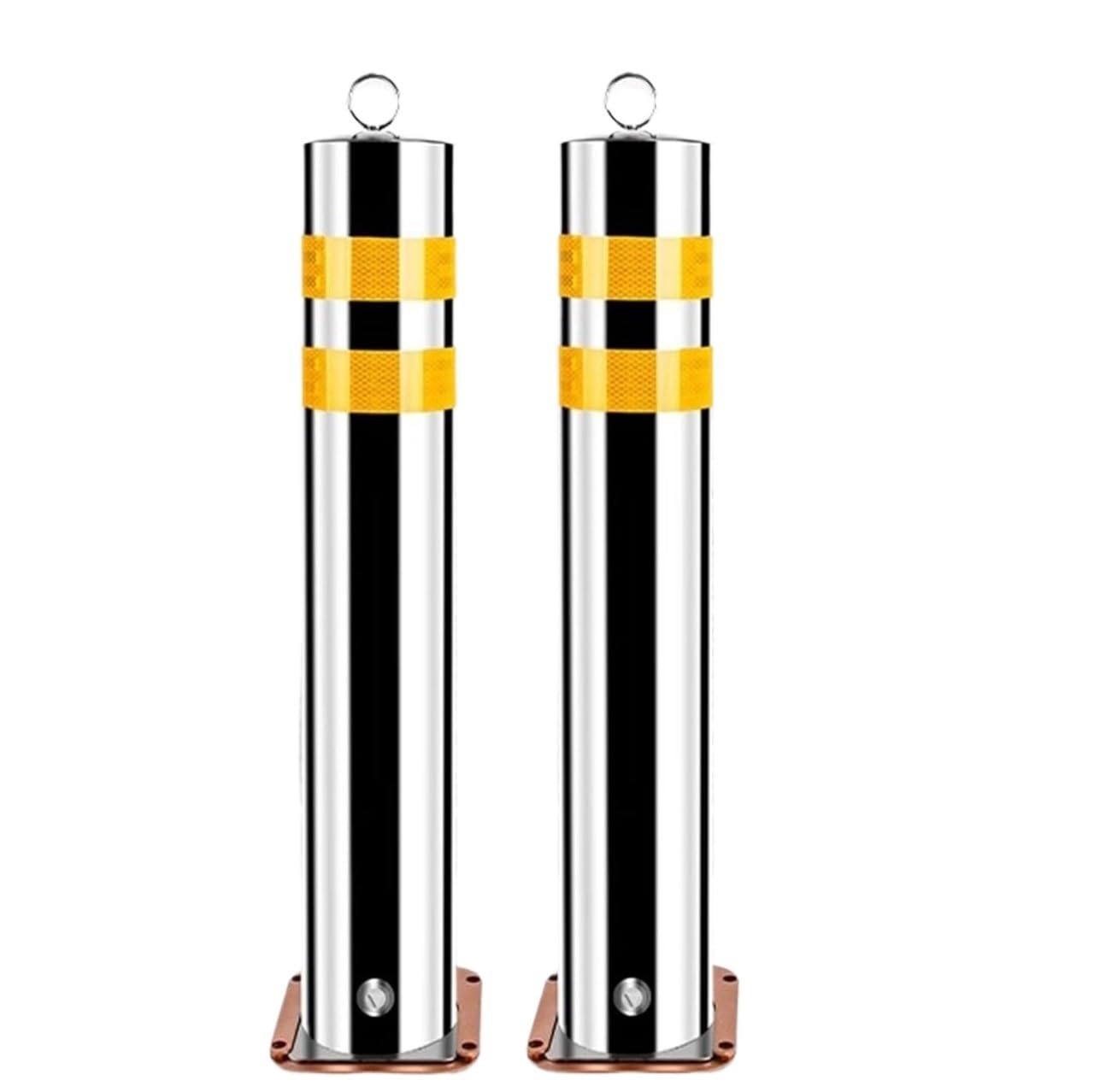 Set of 2 Removable Stainless Steel Bollards - 20-30in Height Lockable Anti-Parking Barriers for Driveways(75cm)