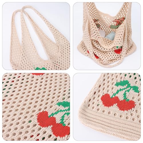 Image of Ovida Crochet Tote Bag Mesh Beach Bag Fairycore Hobo Bag Fairy Grunge Aesthetic Shoulder Bag Y2k Purse for Women Girls