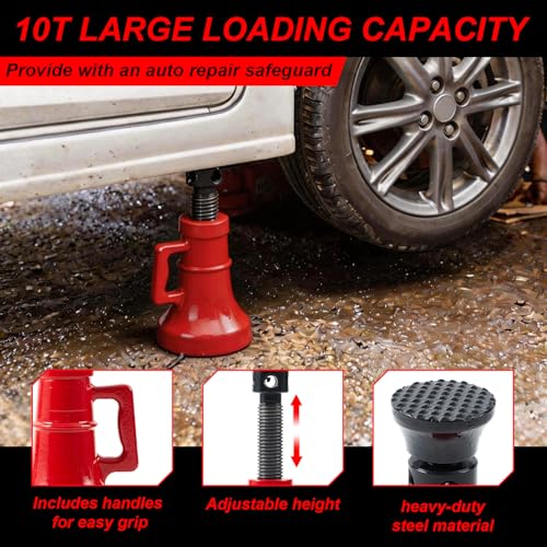 Lounsweer 10 Ton (20, 000 Lbs) Screw Jack for Car Support, House Construction, and Bridge Stabilization, Red by Lounsweer - Image 4