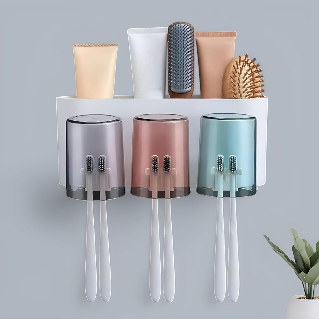 Srxes Soporte para cepillo de dientes montado en la pared, soporte para cepillos de dientes, soporte para cepillos de dientes para baño, soporte para cepillo de dientes para baño montado en la pared