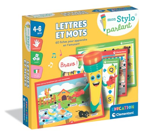 Clementoni - Mon Stylo Parlant Lettres et Mots – 4-6 Ans – Jeu éducatif Enfant - 60 activités...