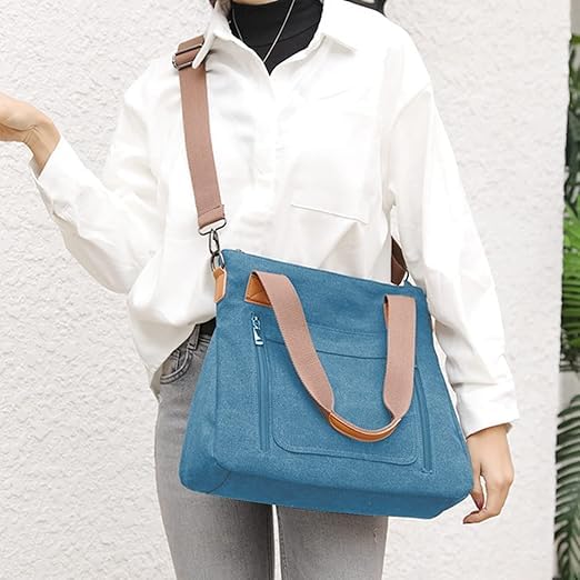 Hand Bag for Women Canvas Tote Bag Large Capacity Shoulder Bags for Women with Detachable Shoulder Strap Handbags for Woman for Office, College and Travel Hand Bag for Women Canvas Tote Bag Large Capacity Shoulder Bags for Women with Detachable Shoulder Strap Handbags for Woman for Office, College and Travel