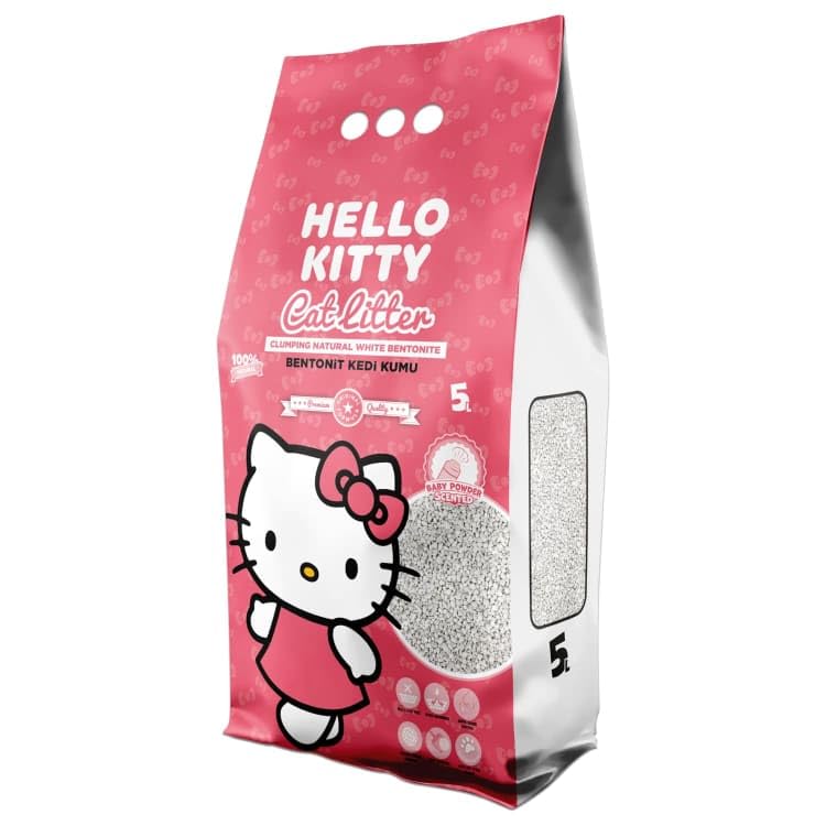 Helo Kitty Cat Litter 5L - Baby Powder Scented - Lifelong Bentonite Premium Cat Litter Baby Powder Scent