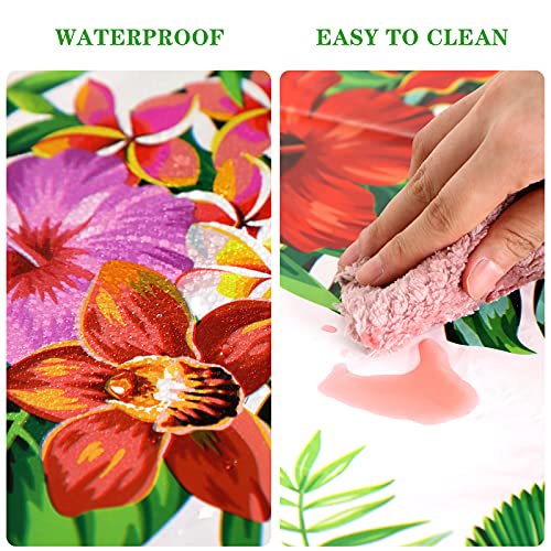 2 Pieces Hawaiian Luau Table Cloth Tropical Tablecloth Party Decorations Hawaiian Tablecover Disposable Floral Butterfly Tablecloth Tropical Rectangular Table Covers For Party (51.2 X 108.3 Inch) #TOP2