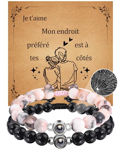 CheersLife 2 Pcs Bracelet Couple Cadeau Couple Je t'aime...