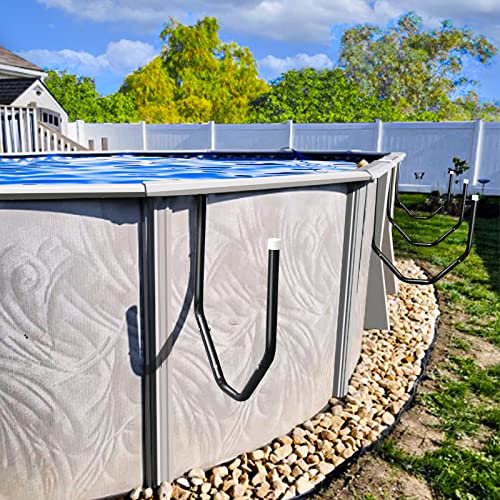 Solar Cover Holder 5-Piece Set | U-Shaped Hooks Keep Solar Cover/Blankets Off The Ground Strong & Stable Solar Cover Hooks with Bearing Up to 60 Lbs Fit for Steel-Wall Above-Ground Pools (Black)