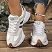 Women's Fashion Thick Sole Sneakers, Breathable Walking Shoes, Comfortable Support, Casual Textile Upper, Rubber Sole, All Seasons (White,7)