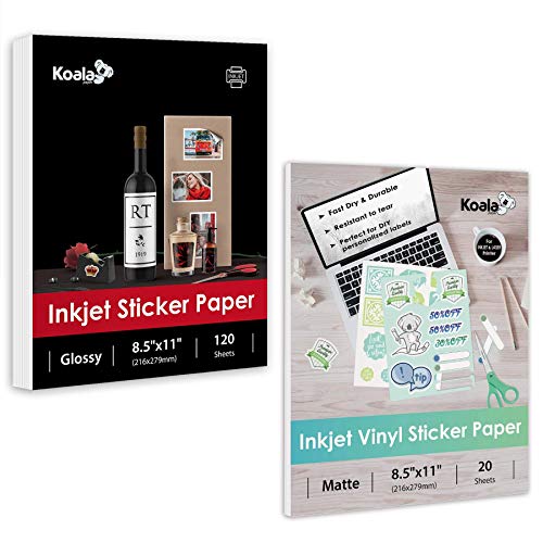Koala Glossy Sticker Paper And Water-Resistant Matte White Vinyl Sticker Paper For Inkjet Printers #TOP19